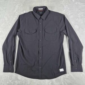 Roark Revival Long Sleeve Shirt Men's Medium Black Perforated Snap Button Casual